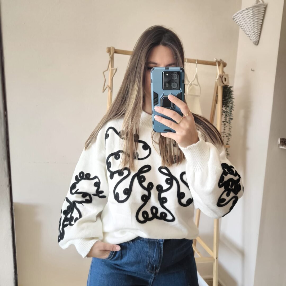 Jersey bordado bicolor