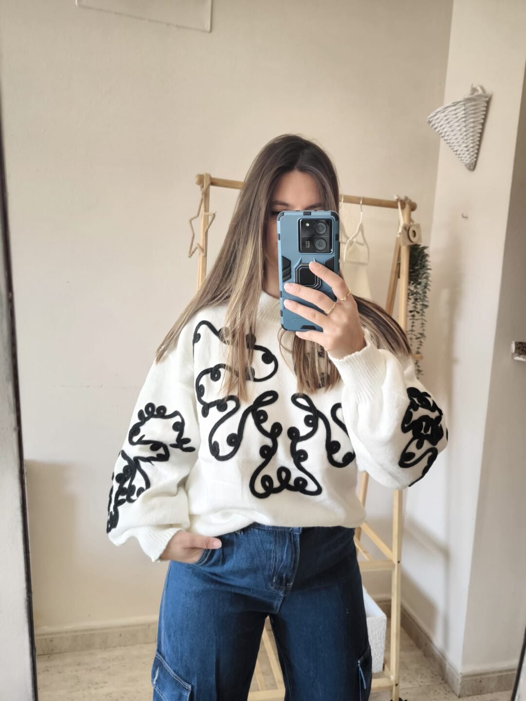 Jersey bordado bicolor