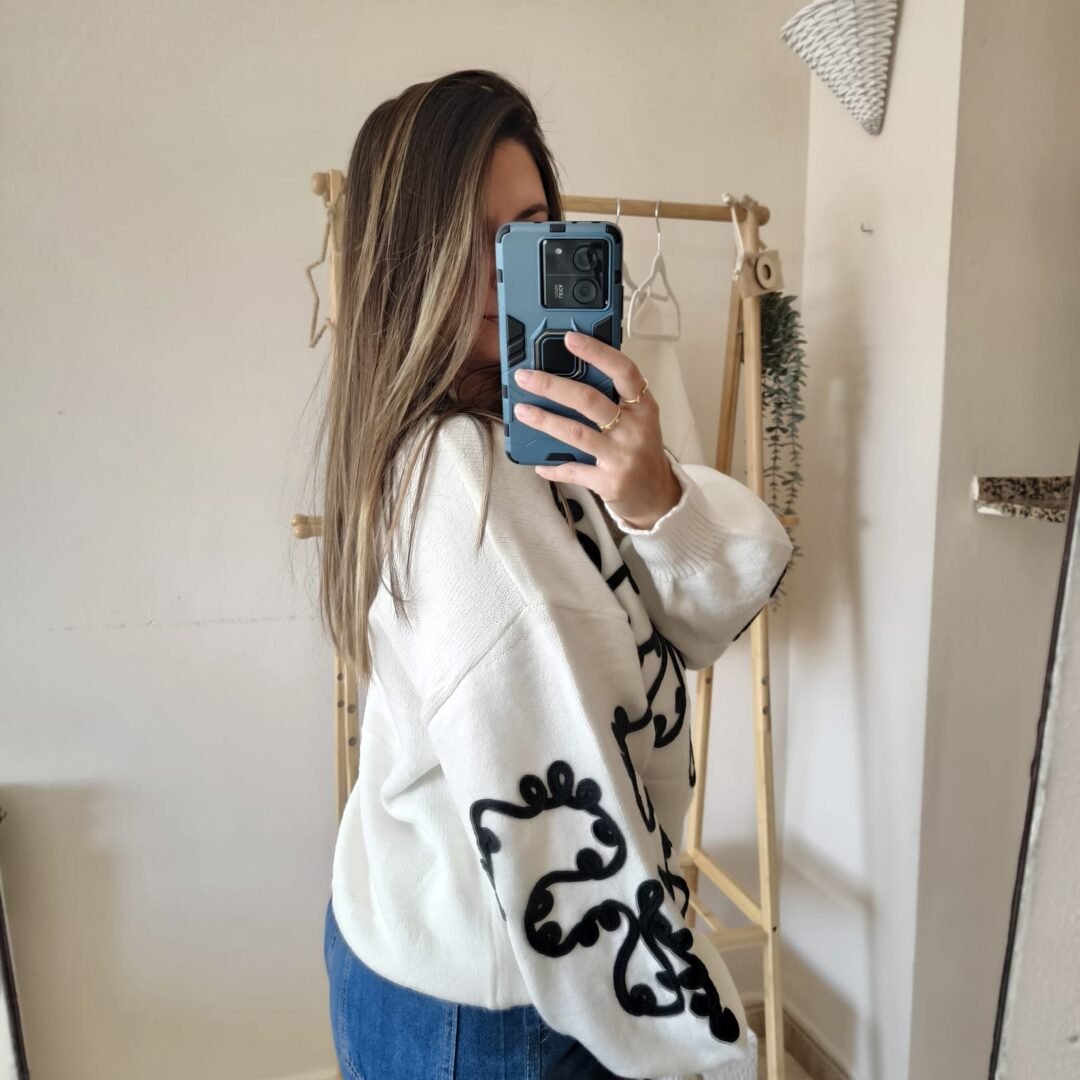 Jersey bordado bicolor