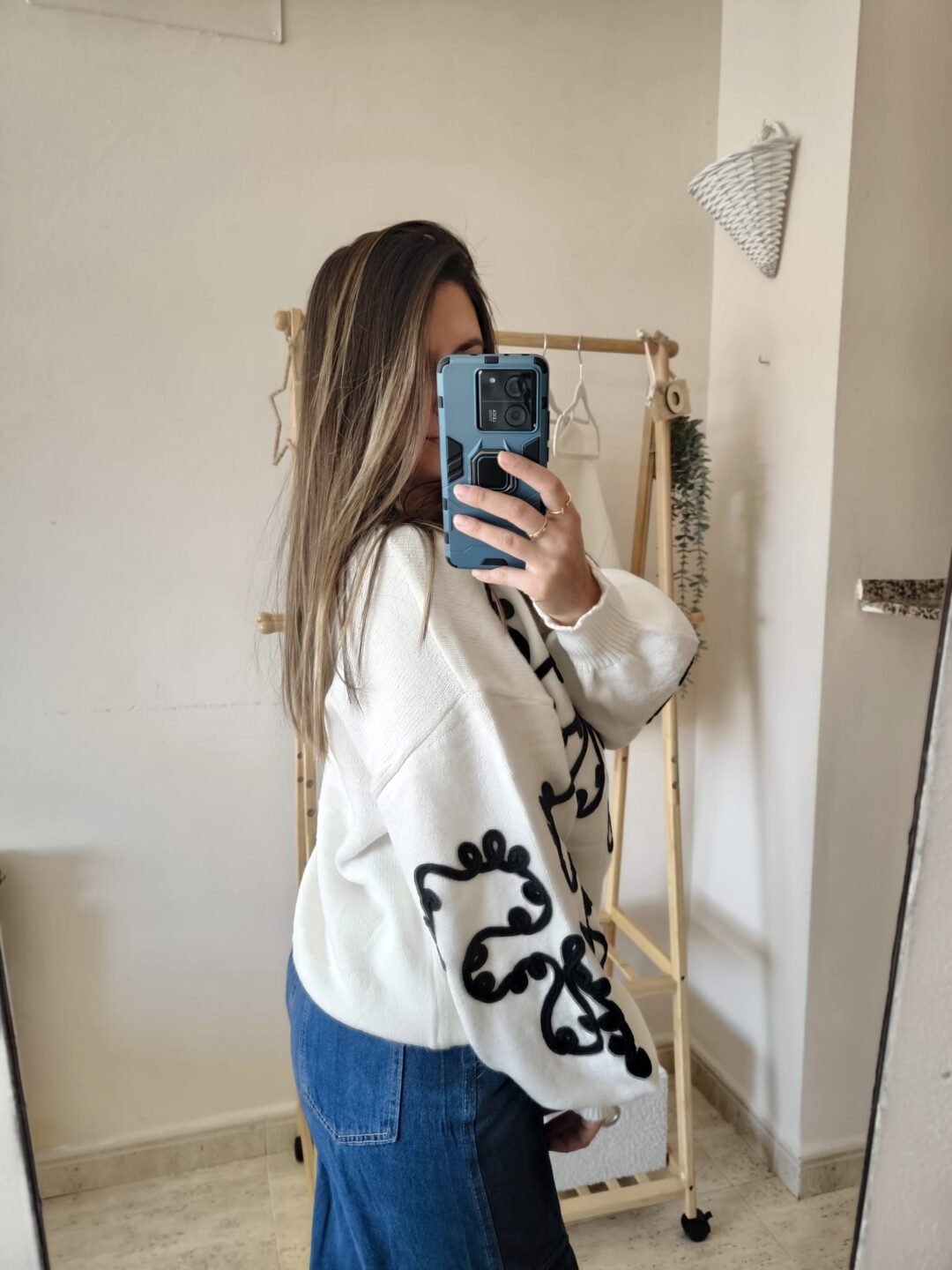 Jersey bordado bicolor