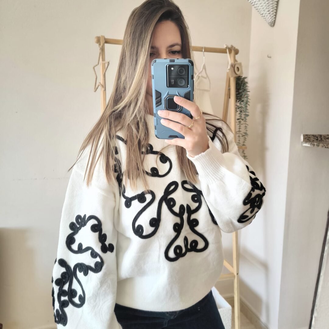 Jersey bordado bicolor