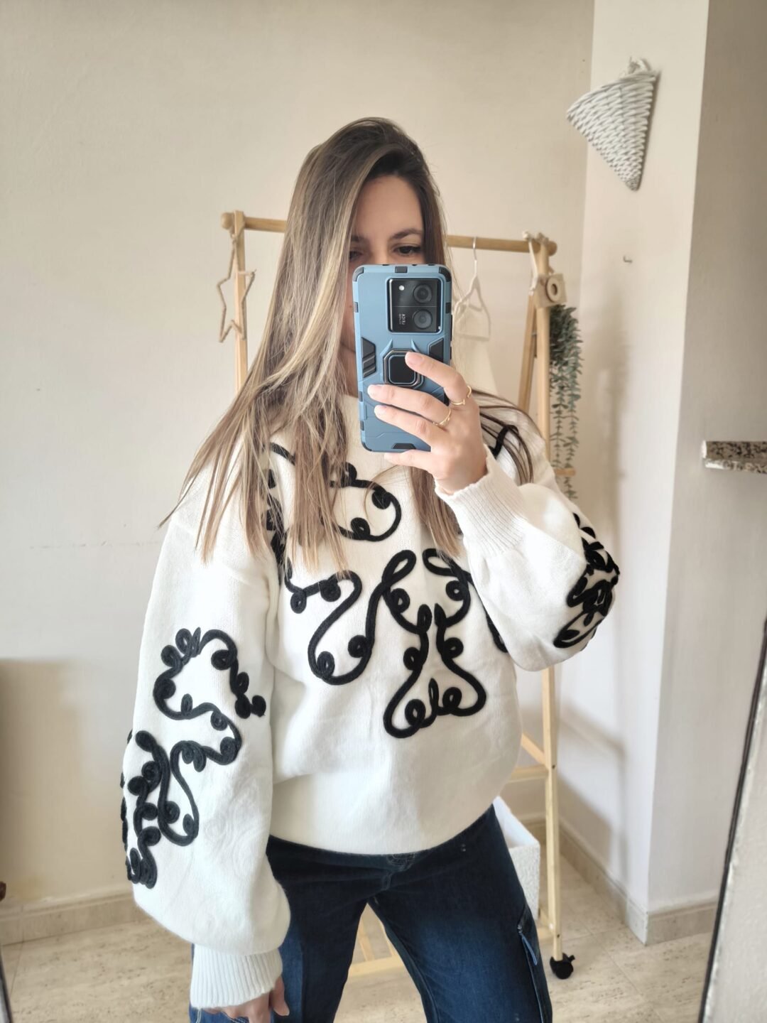 Jersey bordado bicolor