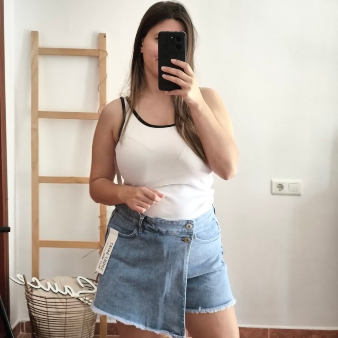 Falda pantalón denim