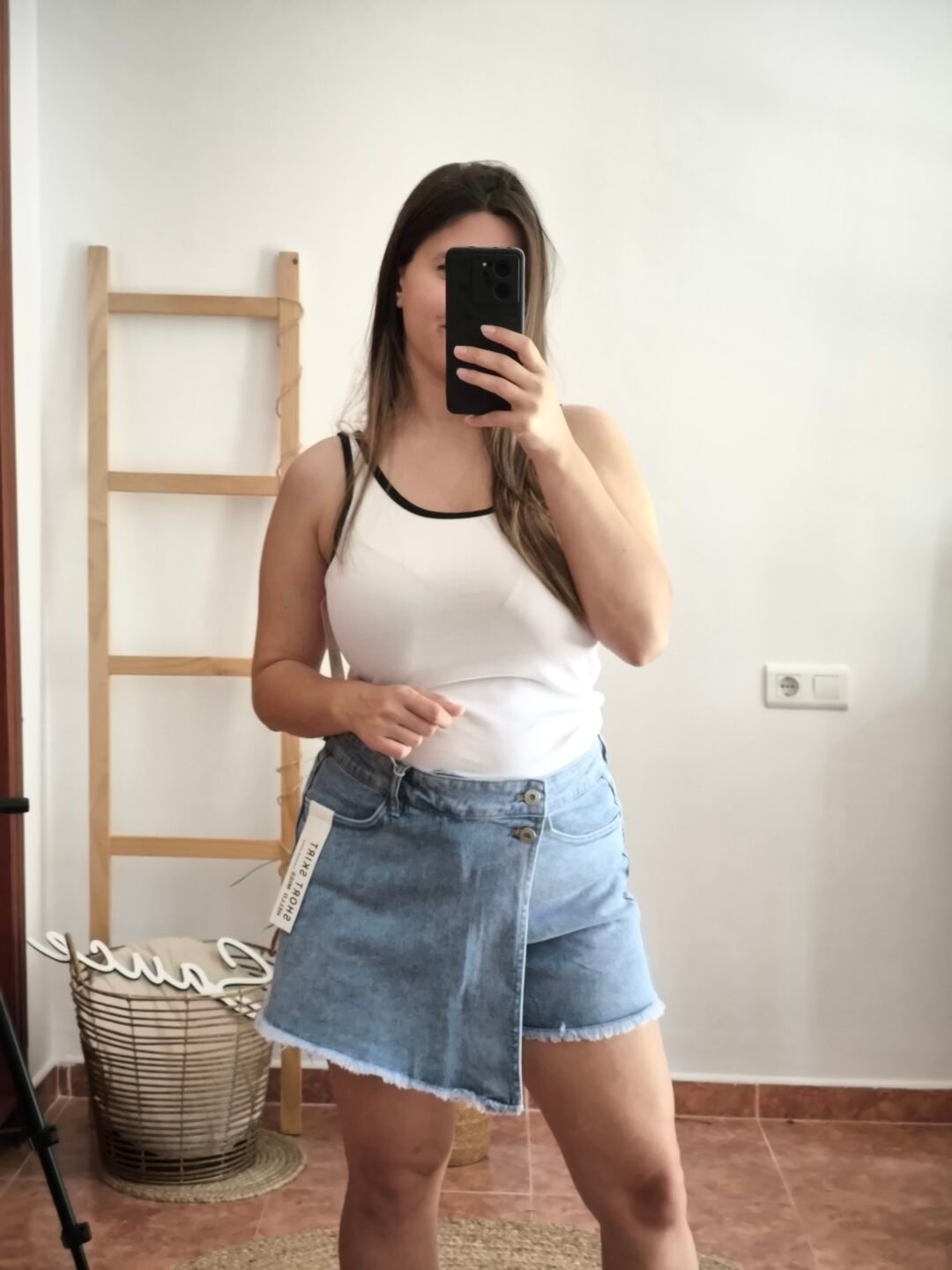 Falda pantalón denim