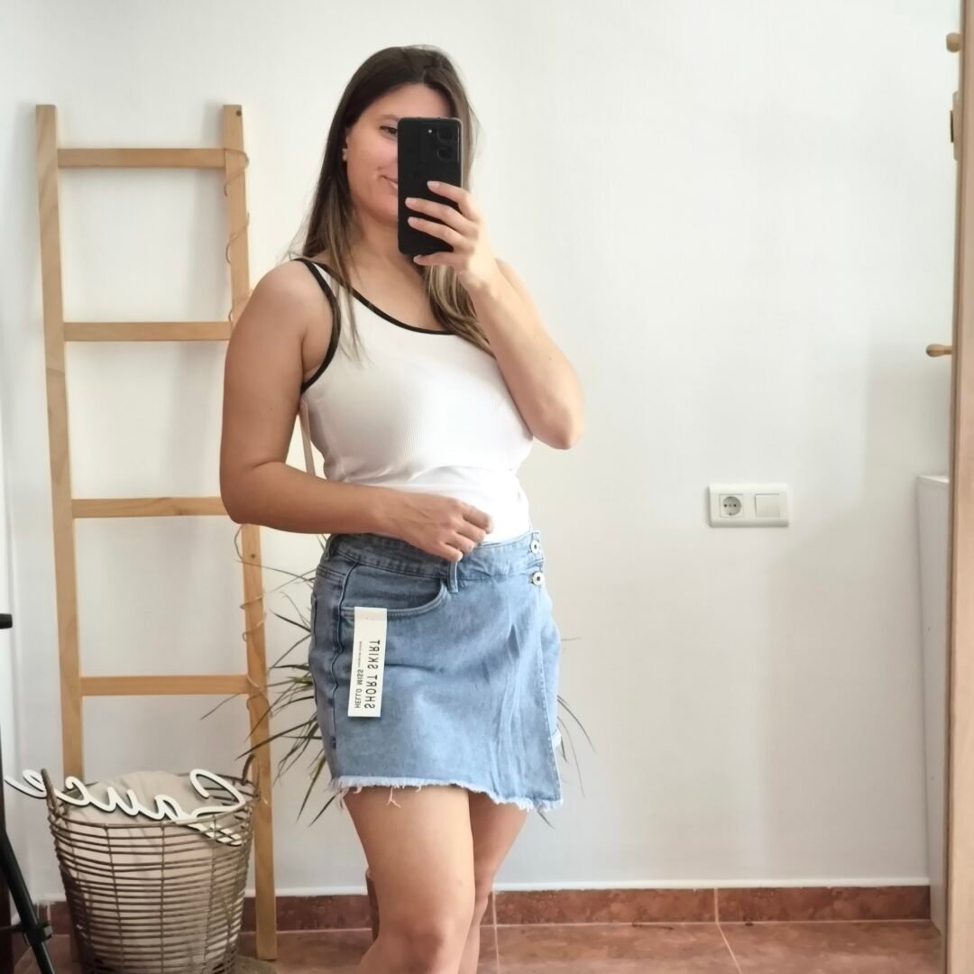 Falda pantalón denim