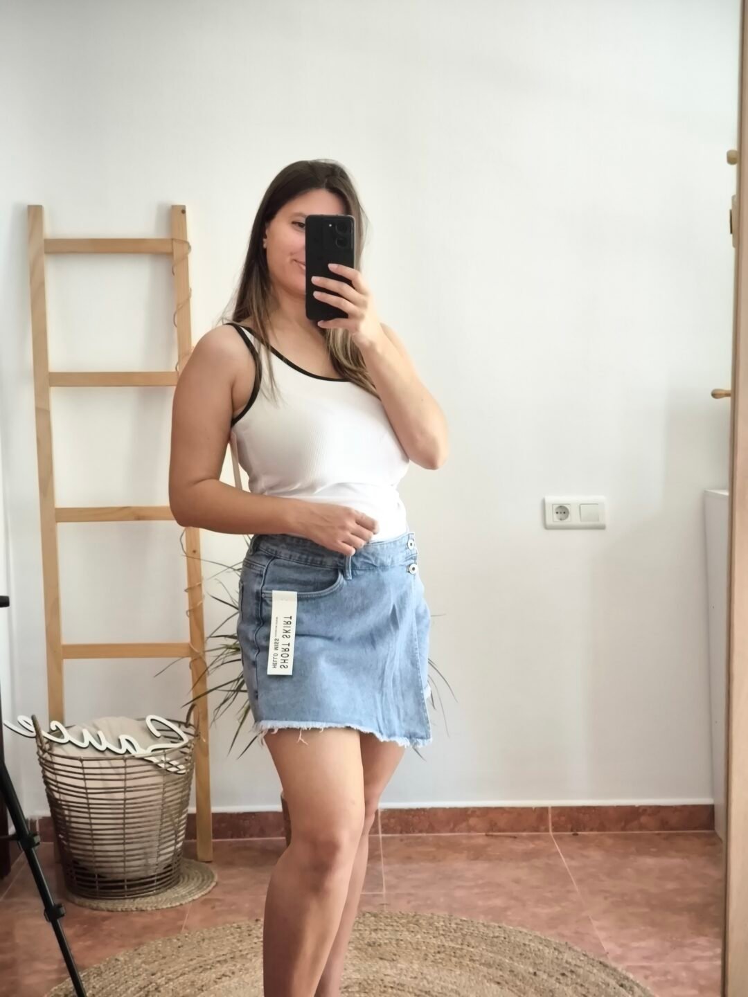 Falda pantalón denim