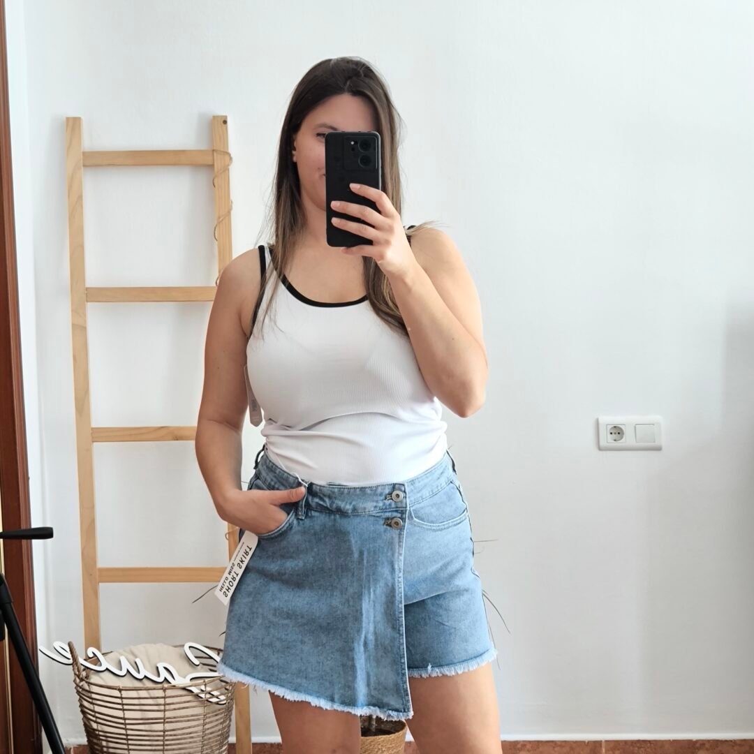 Falda pantalón denim