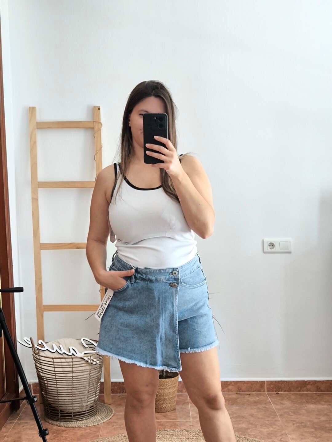 Falda pantalón denim