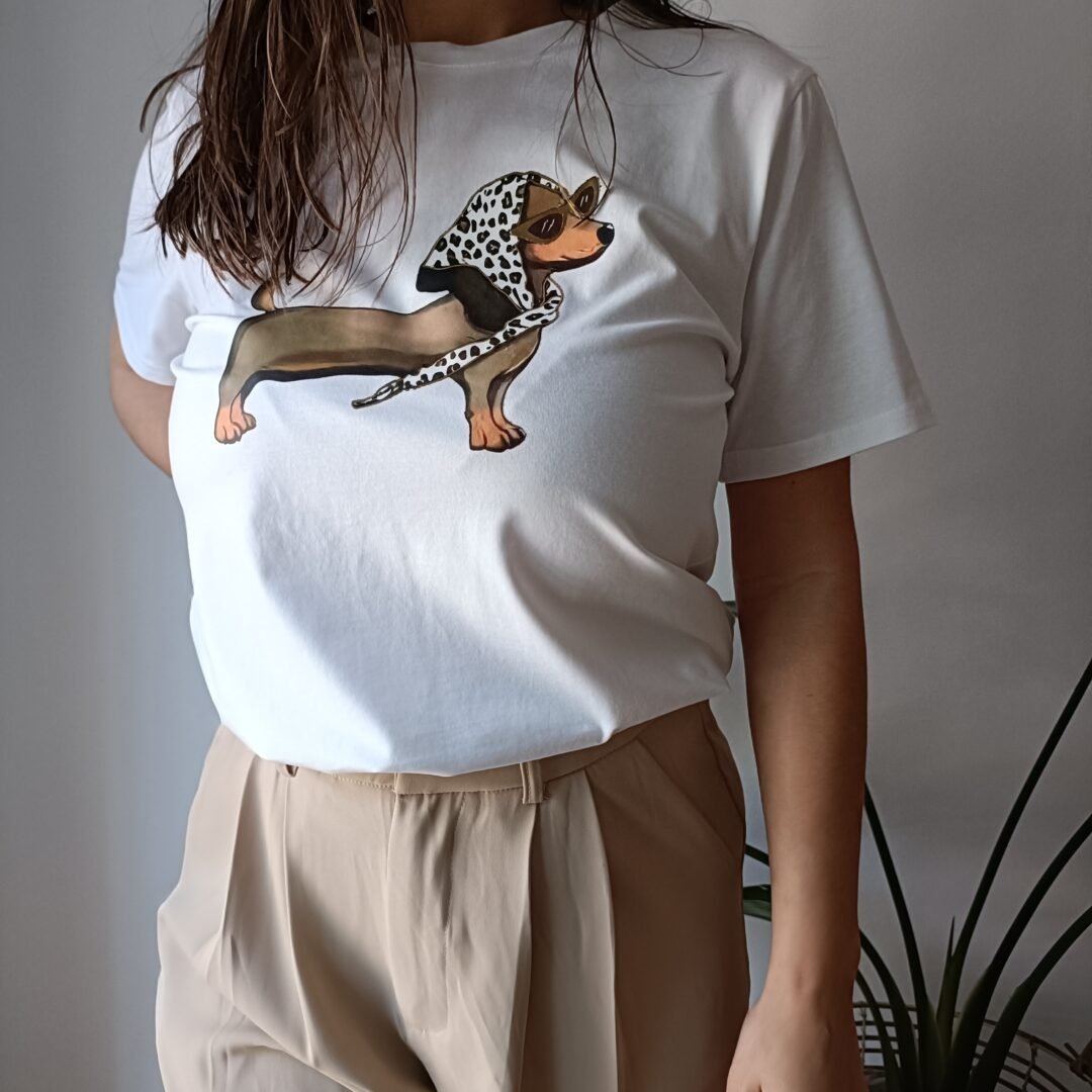 camiseta, manga corta, teckel, ropa verano