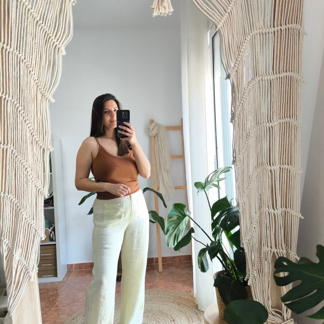 Pantalón lino amarillo