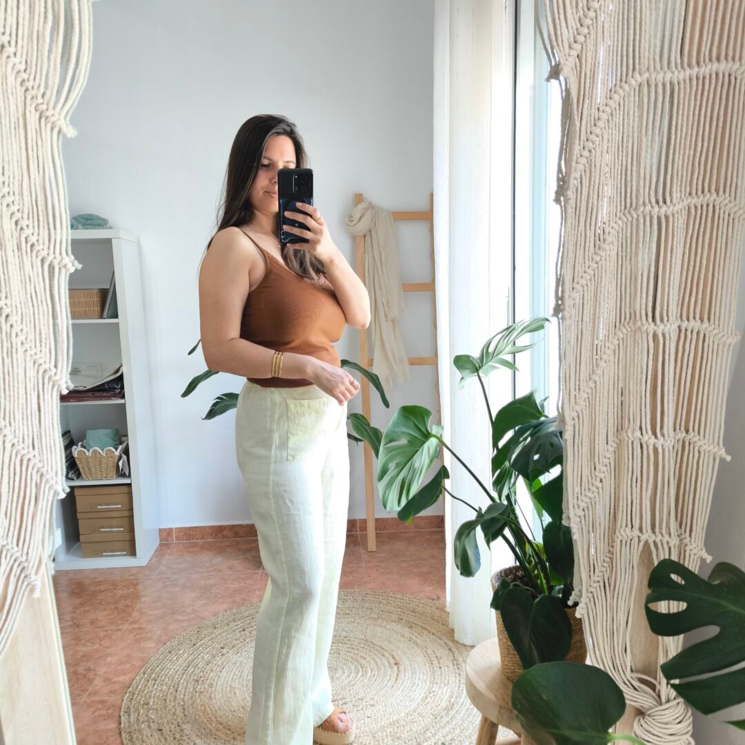 Pantalón lino amarillo