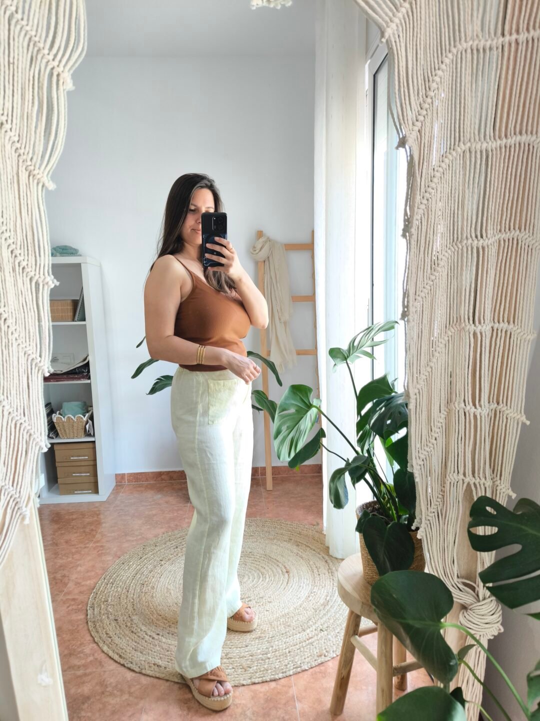 Pantalón lino amarillo