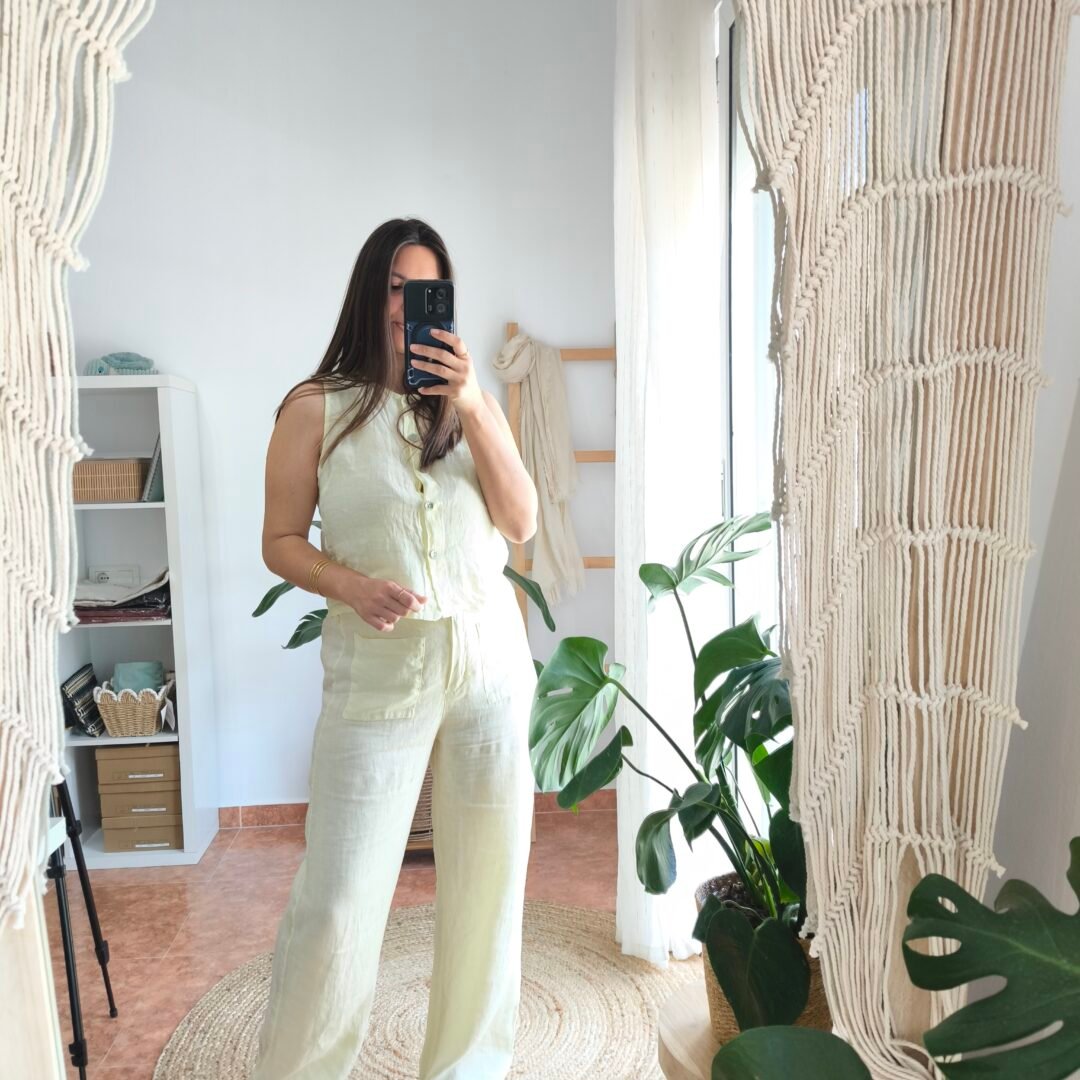Pantalón lino amarillo