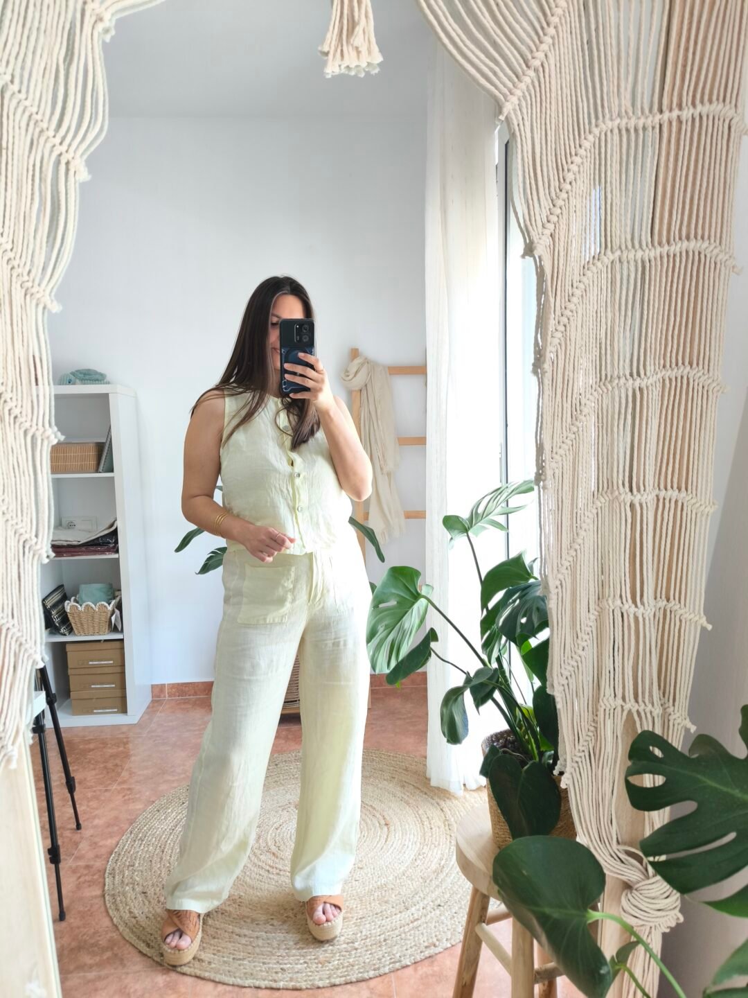 Pantalón lino amarillo