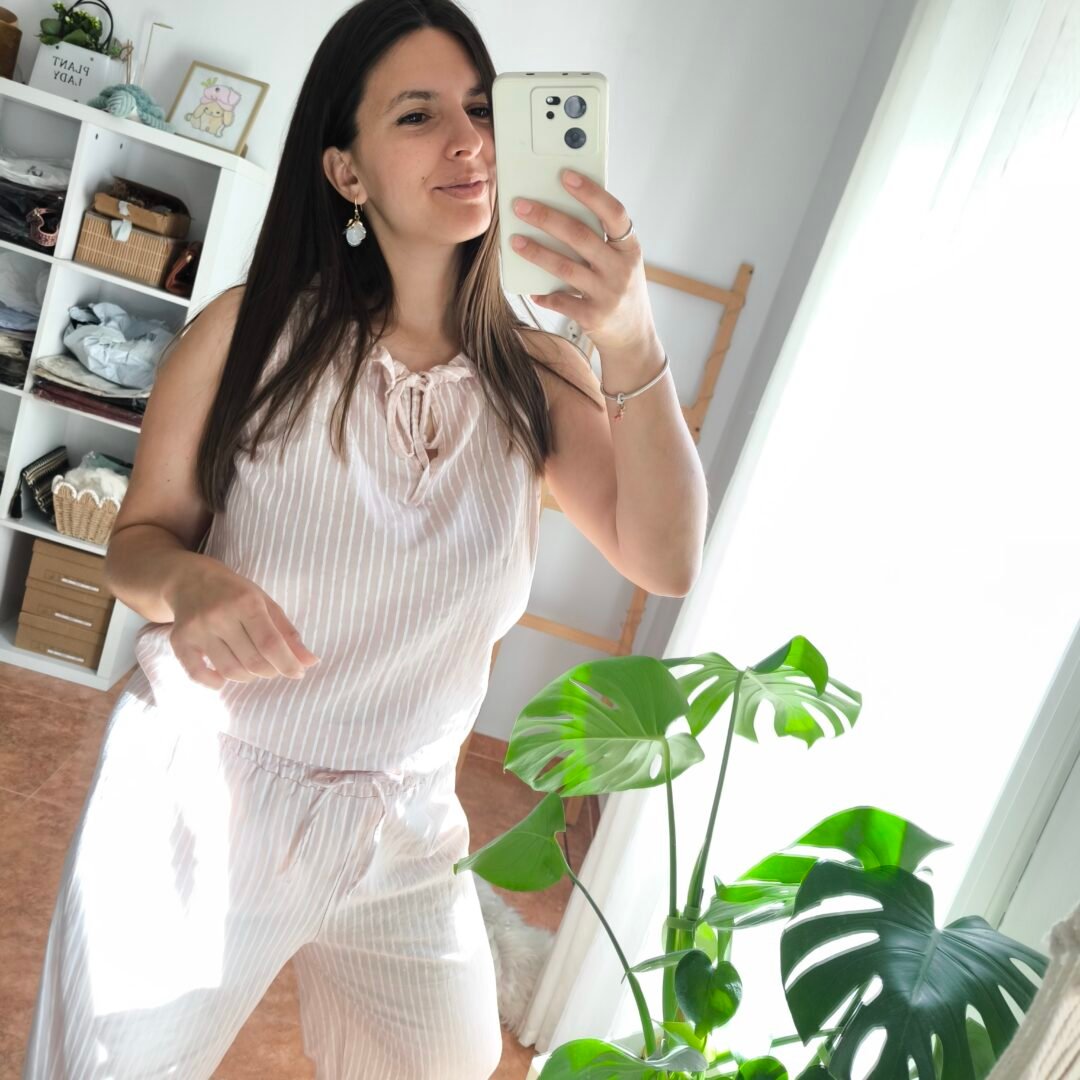 Top rayas rosa