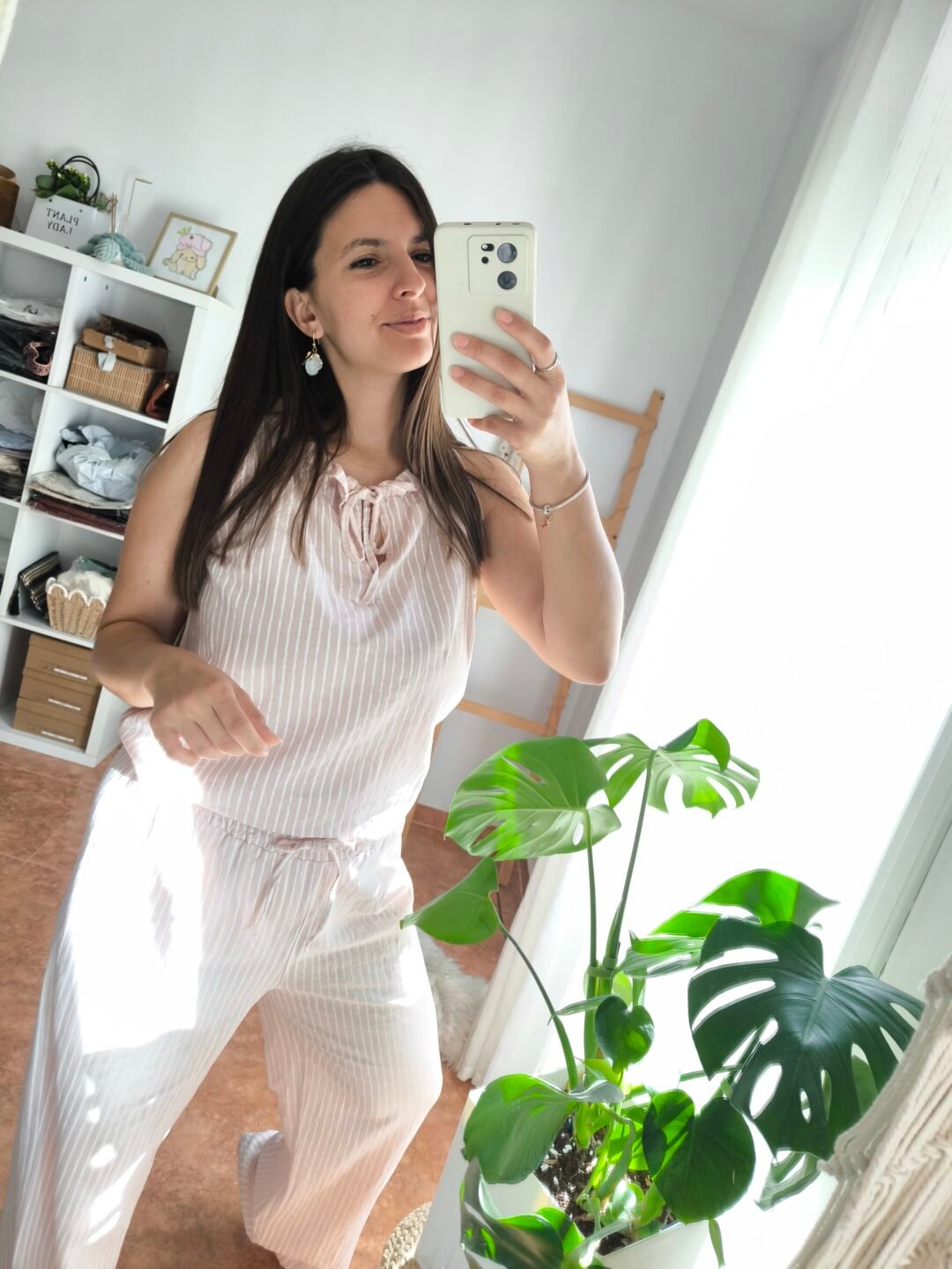 Top rayas rosa