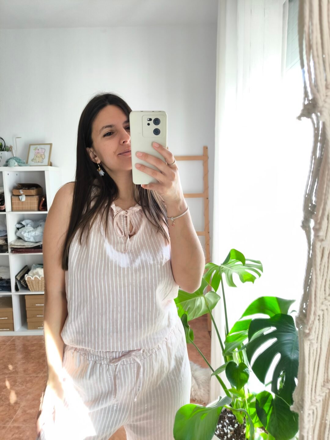 Top rayas rosa