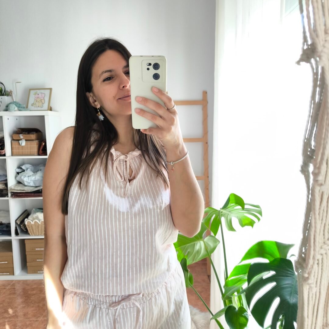 Top rayas rosa
